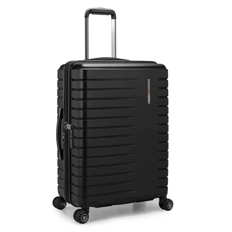 Traveler's Choice Archer Polycarbonate Hardside Luggage with Spinner Wheels, Tie Down Straps, Black, Checked 25-Inch, Archer Polycarbonate Hardside Luggage with Spinner Wheels, Tie