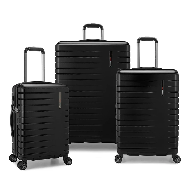 Traveler's Choice Archer 3 Piece Polycarbonate Hard Suitcase Set, Black, Black, 3-Piece Set, Archer Polycarbonate Hard Suitcase Set, Black, 3-Piece Set, Archer Polycarbonate Hard Case Set