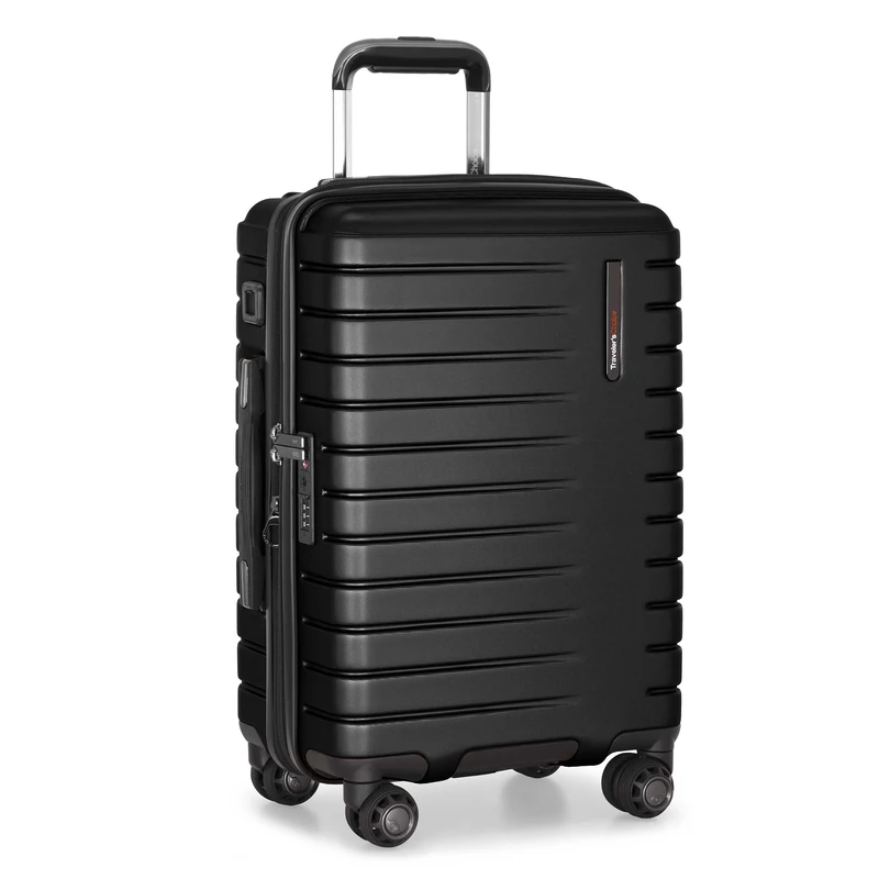 Traveler's Choice Archer Polycarbonate Hardside Luggage with Spinner Wheels, Tie Down Straps, Black, Carry-On 21-Inch, Archer Polycarbonate Hardside Luggage with Spinner Wheels, Tie - Image 1