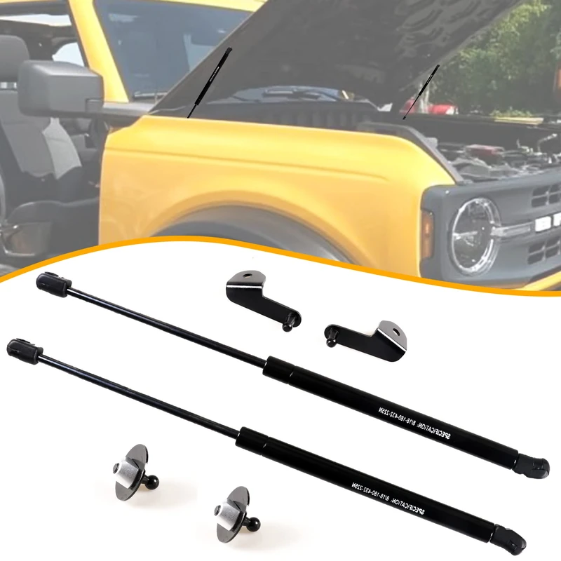RERPRO Hood Struts Lift Support Kit for Ford Bronco 2 Door 4 Door 2021 2022 Accessories Front Quick Hood Lift Supports Shocks Gas Springs Prop Rod Replacements, 2 Pack Black