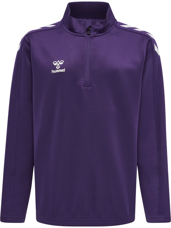 hummel hmlCORE XK HALF ZIP POLY SWEAT KIDS, Unisex kids Sweatshirt, ACAI/WHITE, 128 -