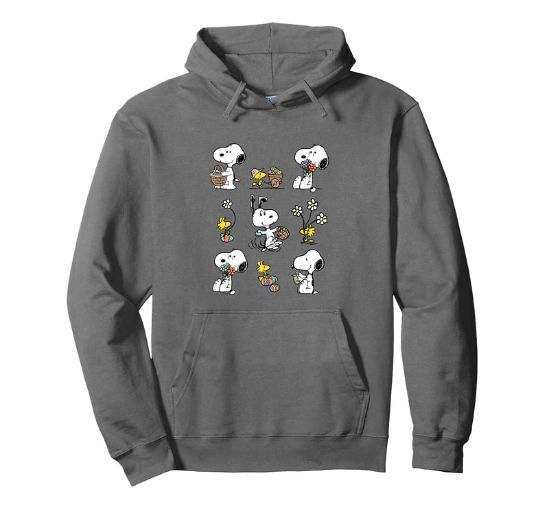 Peanuts - Snoopy Woodstock Easter Spring Pattern Pullover Hoodie