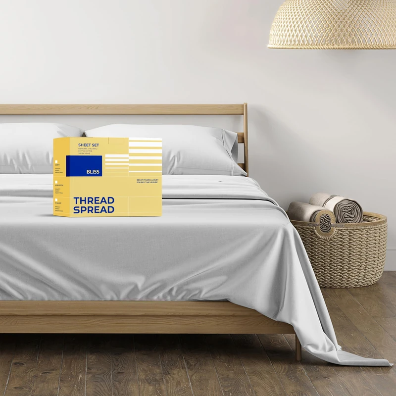 600 Thread Count Egyptian Quality 100% Cotton Sheets Set, King Size Bedding Set in Silver