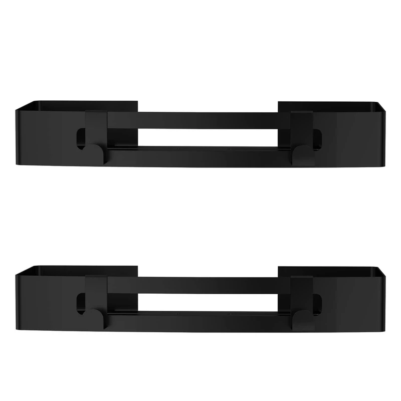 Bathroom Rack Self-Adhesive Square Black No Drilling Black Shower Box Storage Holder Shampoo Storage Basket - 2 Pieces