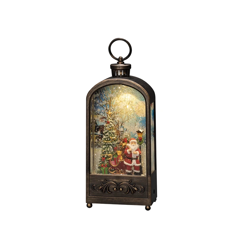 Konstsmide LED Snow Globe Christmas Santa Claus and Sleigh/Water Filled/Christmas Decorations Indoor Battery Lights/Timer/Battery Operated: 3xAA 1.5V (excl.) or USB (Inc), Brown