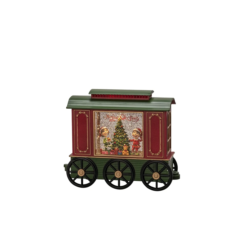 Konstsmide LED Snow Globe Christmas Train Carriage with Elfs/Water Filled/Christmas Decorations Indoor Battery Lights/Timer/Battery Operated: 3xAA 1.5V (excl.) or USB (Inc)