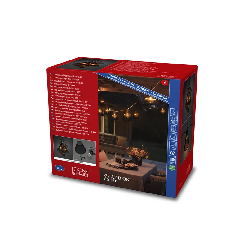 Konstsmide Garden Lights/String Lights Mains Powered 9.15m Shatterproof 10 LED Bulbs Dimmer Connectable up to 40 Bulbs