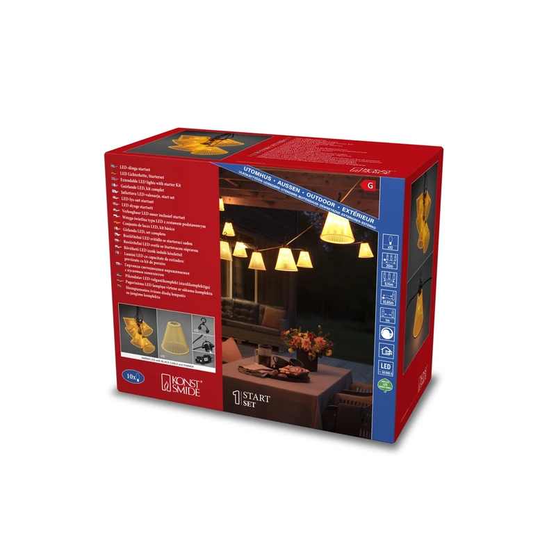 Konstsmide Garden Lights/String Lights Mains Powered 9.15m Shatterproof 10 LED Bulbs Dimmer Connectable up to 40 Bulbs