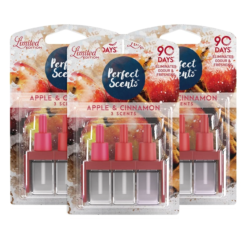 Perfect Scents 3 Scents Air Freshener Refill 3 Pack - Compatible with 3volution Apple Cinnamon 20ml
