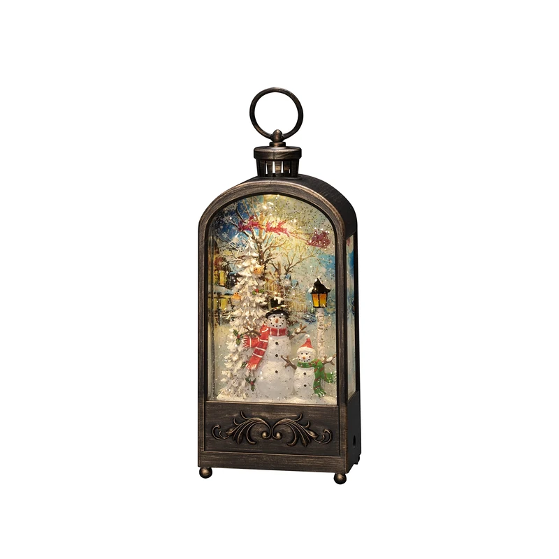 Konstsmide LED Snow Globe Snowmen and Santa Claus with Reindeer and Sleigh/Water Filled/Christmas Decorations Indoor Battery Lights/Timer/Battery Operated: 3xAA 1.5V (excl.) or USB (Inc)