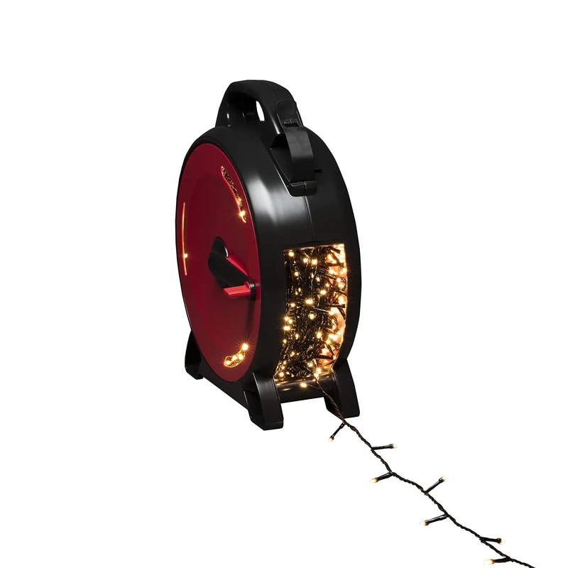 Konstsmide Micro LED Cable Reel Christmas Outdoor Fairy Lights Plug in/Outdoor or Indoor (IP44) / 800 Warm White Diodes/Black Cable String Lights