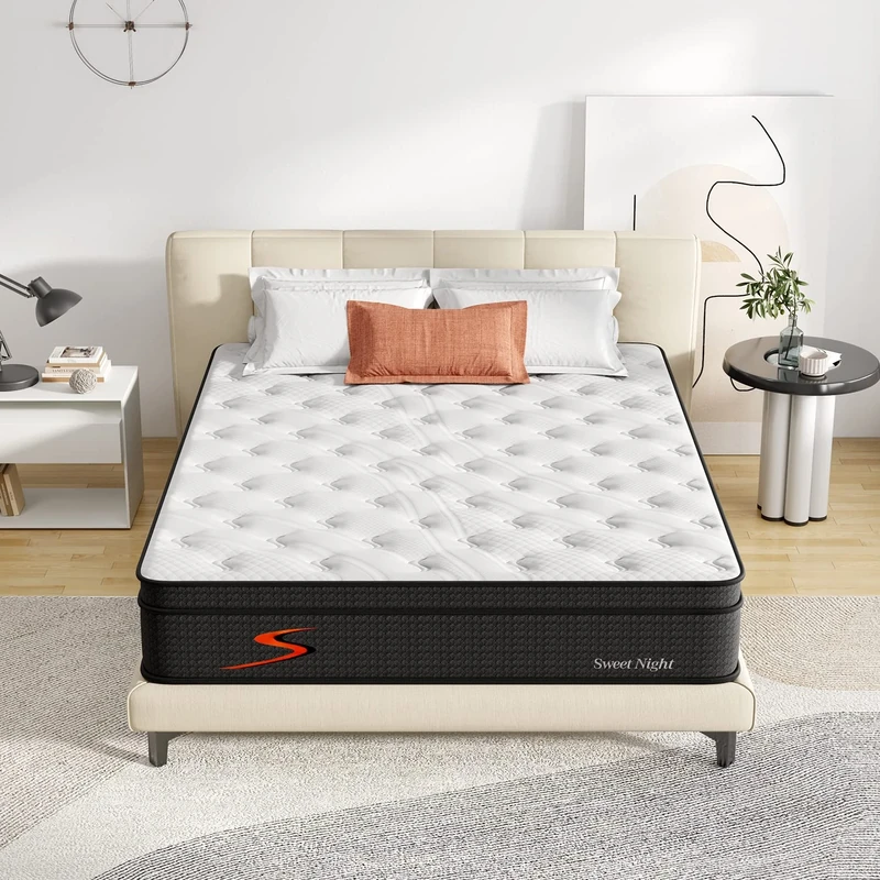 Sweetnight Small Double Mattress, 4FT4, 8 Inch Memory Foam & Spring Hybrid Mattress, Breathable & Skin-friendly, Medium Firm, Black (120x190x20cm)