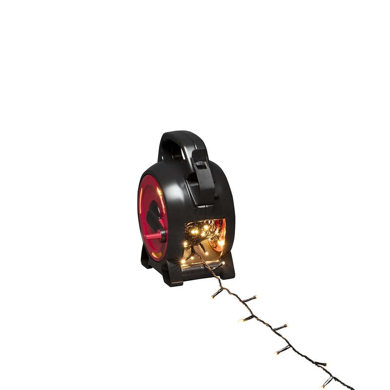 Konstsmide Micro LED Cable Reel Christmas Outdoor Fairy Lights Plug in/Outdoor or Indoor (IP44) / 150 Warm White Diodes/Black Cable String Lights