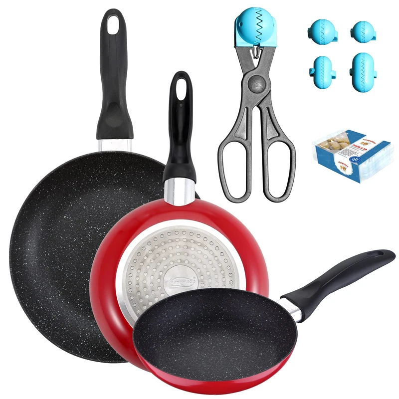 Pack of 3 SAN IGNACIO Pans, Ø16 cm, Ø20 cm, Ø24 cm, Multi-Purpose Utensil with 4 Interchangeable Moulds + 20 Preservation Trays