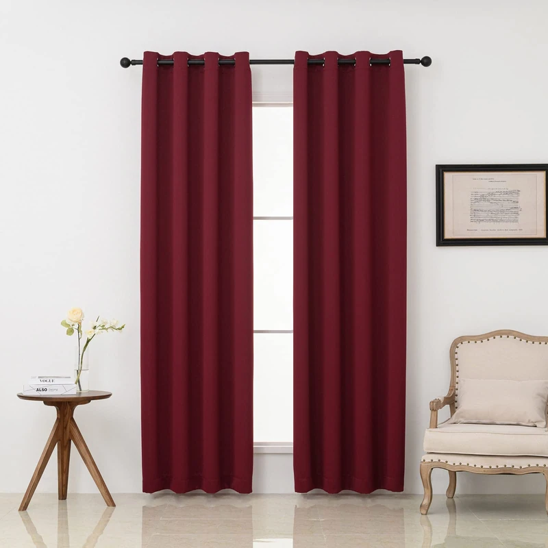 Pickluc Grommet Blackout Curtains 108 Inches Long 2 Panels Set, Thermal Insulated Drapes for Living Room, Noise Reduction, Privacy Protection, Burgundy Red, 52" Wide x108 Length
