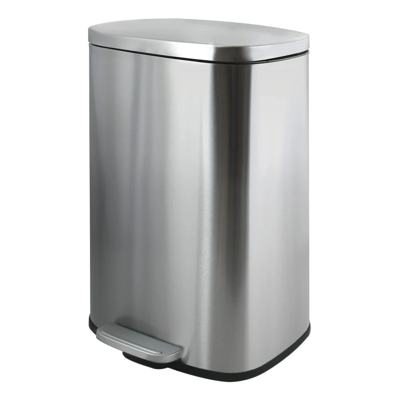 Spirella - Stainless Steel Pedal Bin, Akira Model, Elegant and Modern Matte Surface, Slow and Silent Closing, Anti-Fingerprint Coating, 30 L, Brushed Stainless Steel