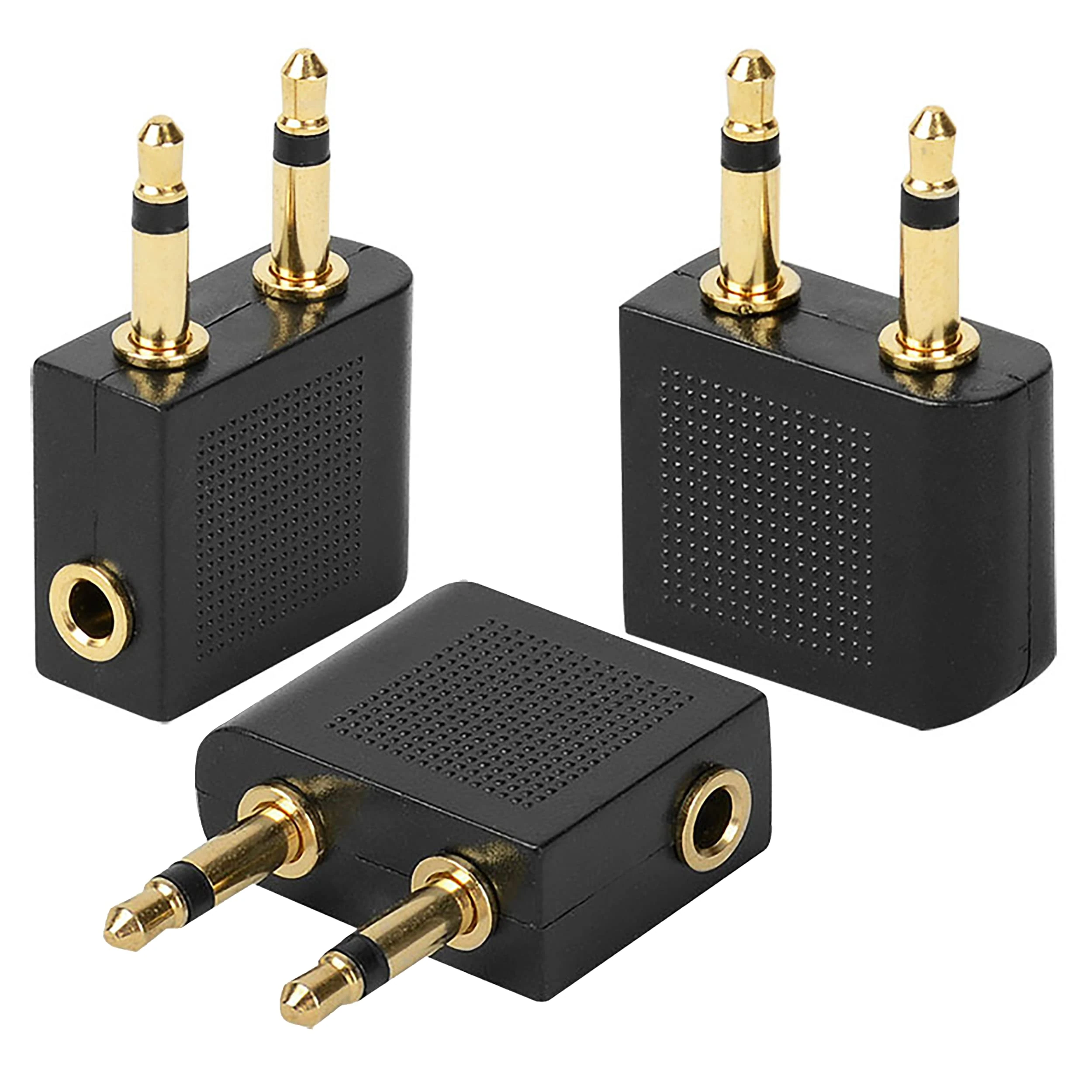 IRYNA 3 Pack Airline Airplane Flight Adapters for Headphones, Gold Plated 3.5mm Male to 3.5mm Female Stereo Aux Jack Headphone Adapter Gold Plated