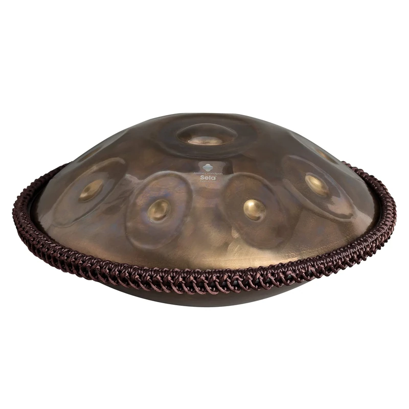 Sela Journey F# Integral Handpan in Travel Size I Handmade Premium Quality I Stainless Steel Percussion Instrument - Includes Padded Bag I Pantam SE 305 Stainless Steel Mirror Gold
