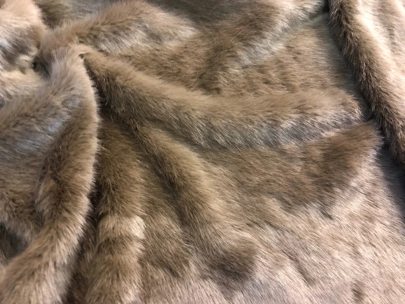 Super Luxury Faux Fur Fabric Material - Swiss Taupe Brown, 1Mtr - 150cm x 100cm