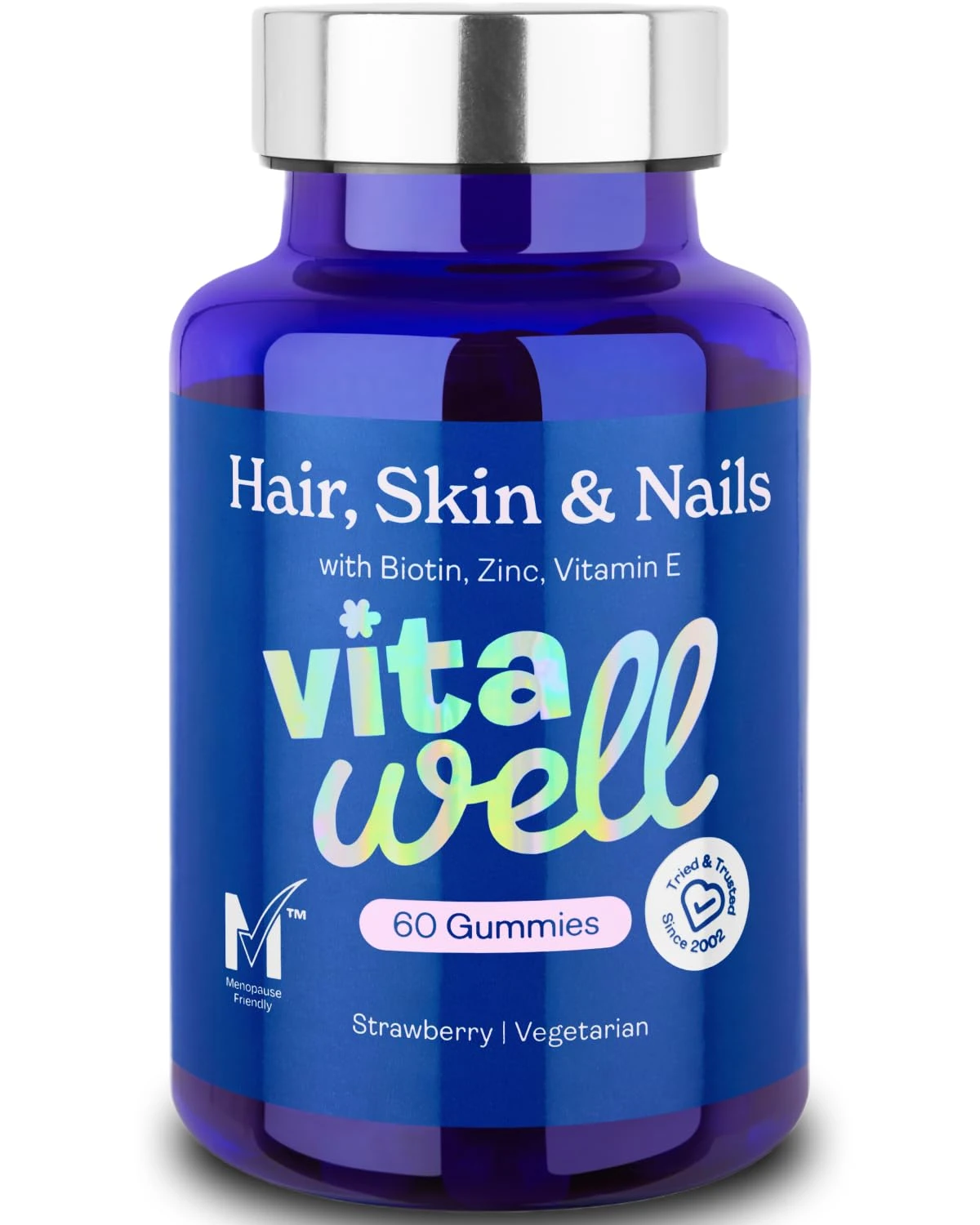 Vitawell Hair Skin & Nails Gummies | Support for Hair Growth + Skin + Nails Vitamins Chews | Complex Formula Biotin, Zinc, Selenium & Vitamin E | 60 Strawberry Flavour | | Multivitamin Gummies