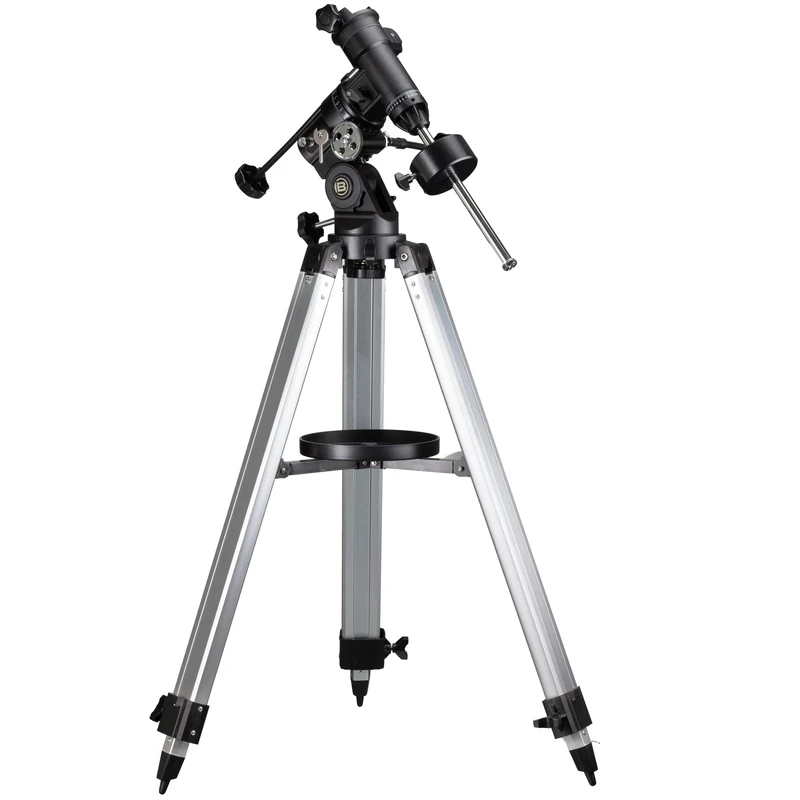 Bresser Telescopic Mount EQ3 with up to 5 kg Load Capacity, Universal GP Level Prism Mount and Height-Adjustable Aluminium Tripod - Silver
