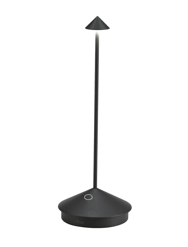 Zafferano, Pina Pro Lamp, Rechargeable and Wireless Table Lamp with Touch Control, Suitable for Indoor and Outdoor Use, Dimmer, 2700 K, Height 29 cm, Black