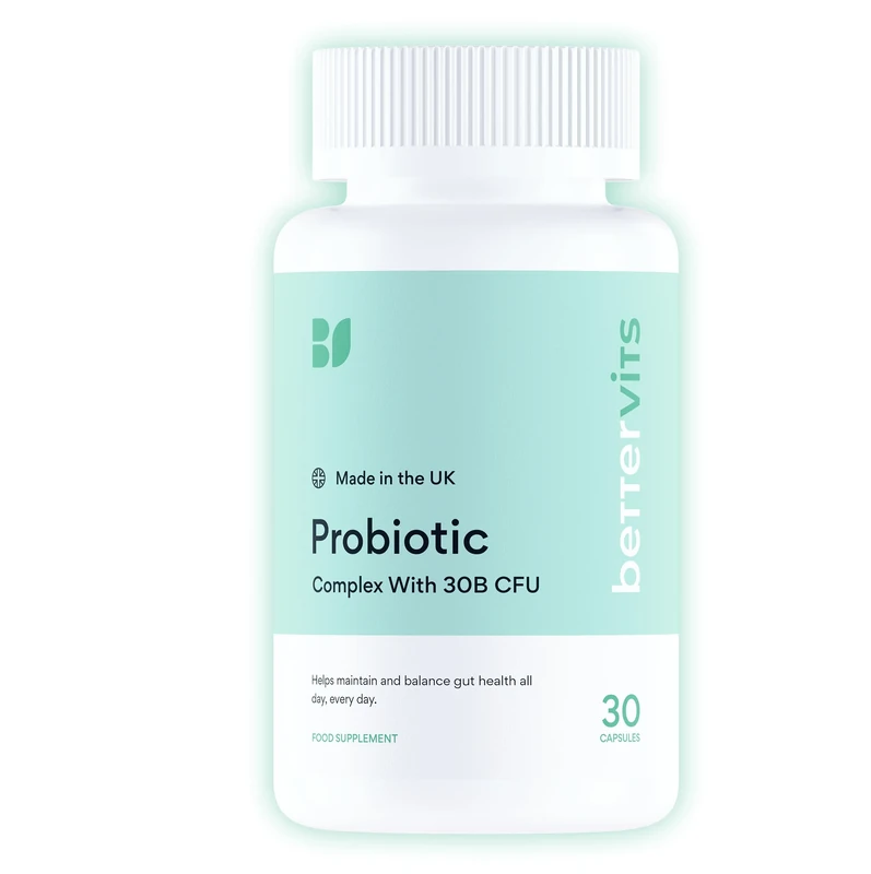 Bettervits Probiotics for Gut Health | 30 Billion CFU for Adults | Bloating Relief & Complete Gut Repair | with Acidophilus, Prebiotic Inulin, Vitamin B12 & Lactobacillus | 30 Capsules