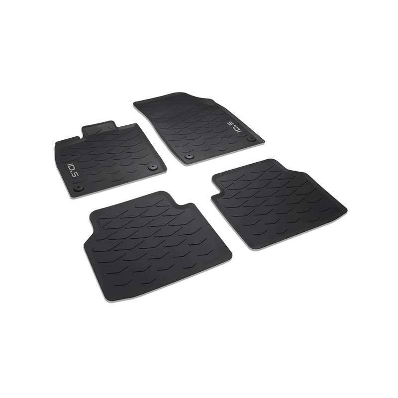 Volkswagen 11E06150082V Rubber Floor Mats Premium All-Weather Mats 4 x Rubber Mats with ID.5 Lettering, Black