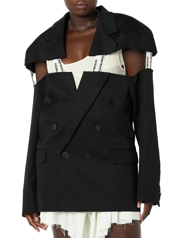 maison blanche All Gender Cut-Through Jacket, Black, 6