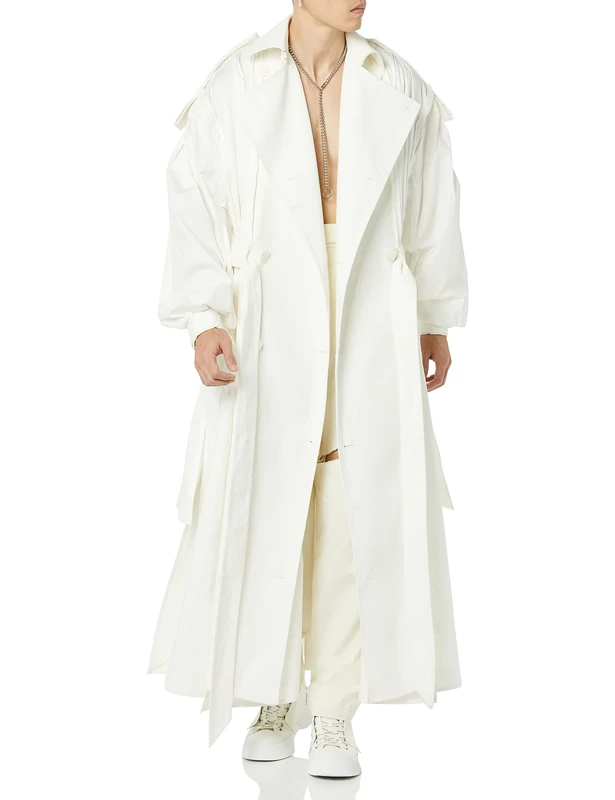 maison blanche All Gender Long Sleeve Trench-Coat, Off White, 6