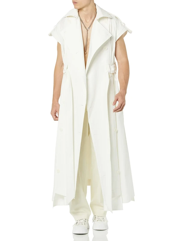 maison blanche All Gender Sleeveless Trench-Coat, White, 8