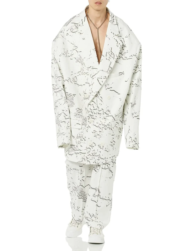 maison blanche All Gender Extreme Oversized Classic Tailored Jacket, Grey Print, 4