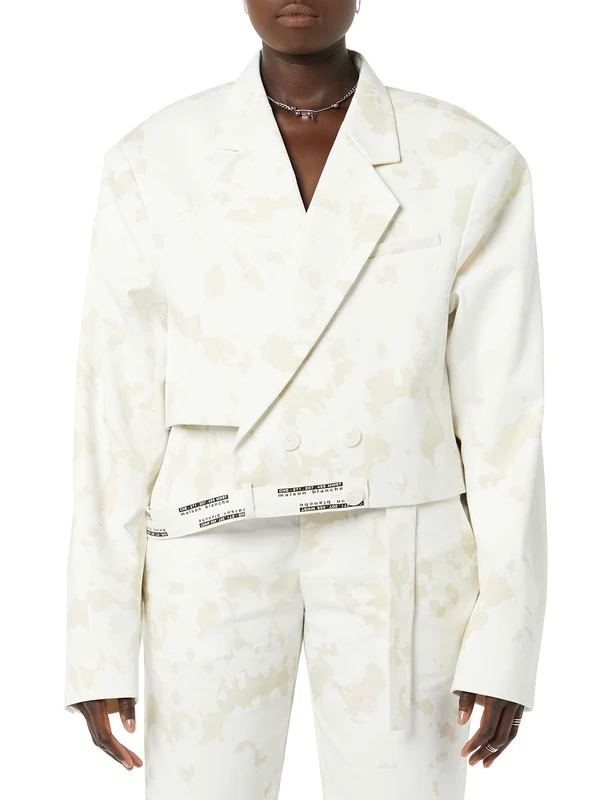 maison blanche All Gender Cropped Jacket, Bleached Sand Print, 6