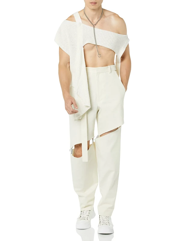 maison blanche All Gender Knitted Cropped Sweater, Coconut Milk, 2