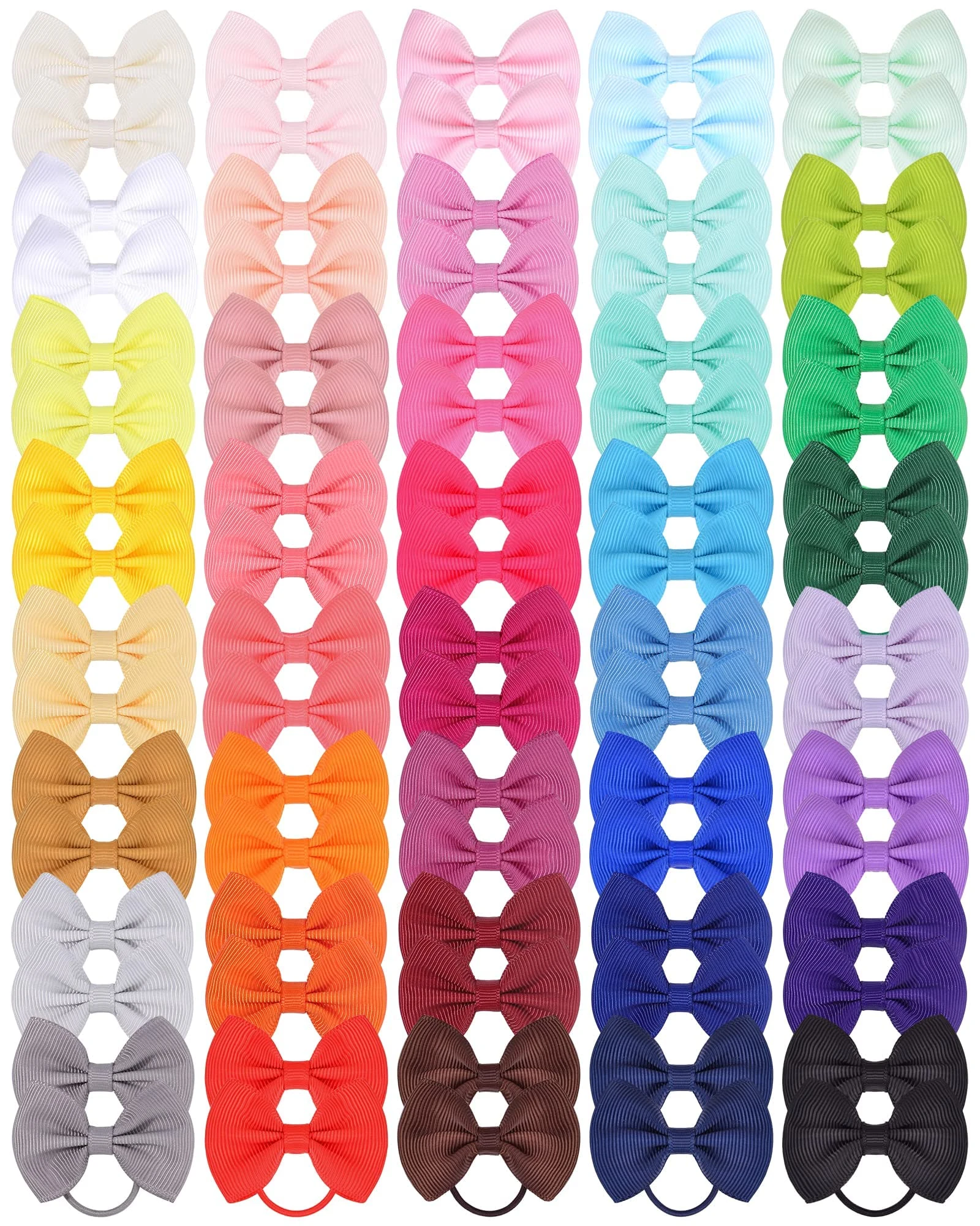 Baby Hair Ties with Bows, 80-Piece Small Elastic Toddler Ponytail Holders - Multicolor, 40 Colors (2 Inch)