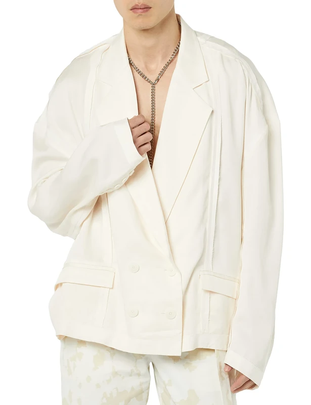 maison blanche All Gender Inside-Out Tailored Jacket, Cream Pink, 6