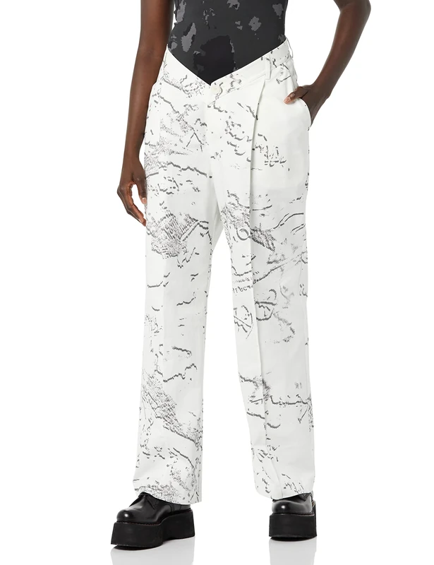 maison blanche All Gender Wide Leg Trousers, Grey Print, 8