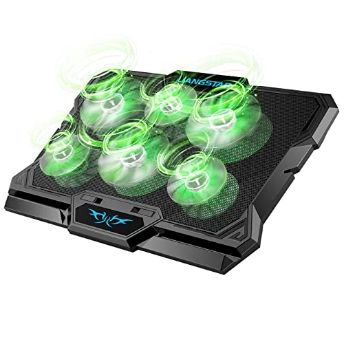 LIANGSTAR Laptop Cooling Pad, Laptop Cooler with 6 Quiet Led Fans for 15.6-17 Inch Laptop Cooling Fan Stand,Switch Control Fan Speed Function (Green)