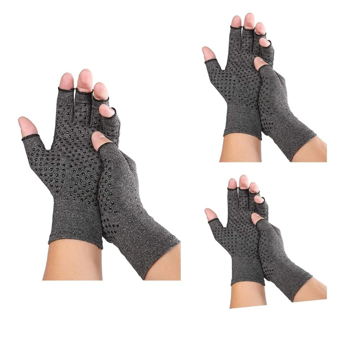 3 Pairs Arthritis Gloves, Pressure Gloves Breathable, Relieve Joint Pain, rheumatoid, arthritis, swelling and tendonitis pain relief, Provide Support and Warmth (With Silicone Dots) (MEDIUM)