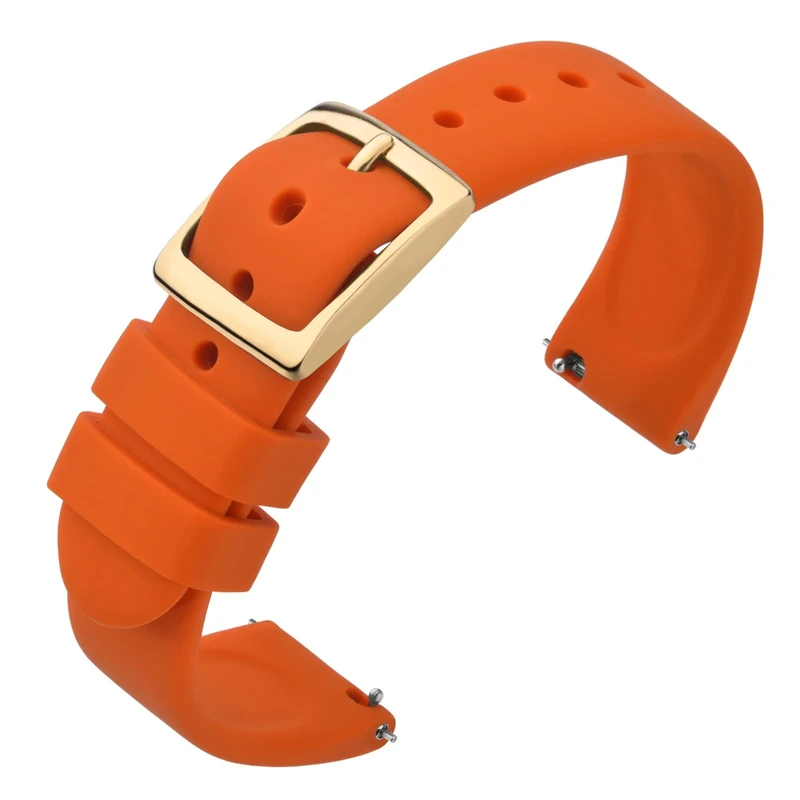 ANNEFIT Silicone Watch Straps, Quick Release Rubber Sport Band 20mm with Classic Gold Clasp (Orange)