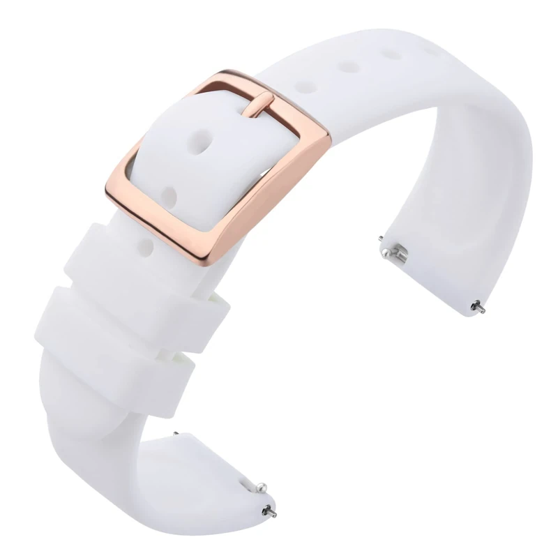 ANNEFIT Silicone Watch Strap - Release 18mm White with Rose Gold Clasp