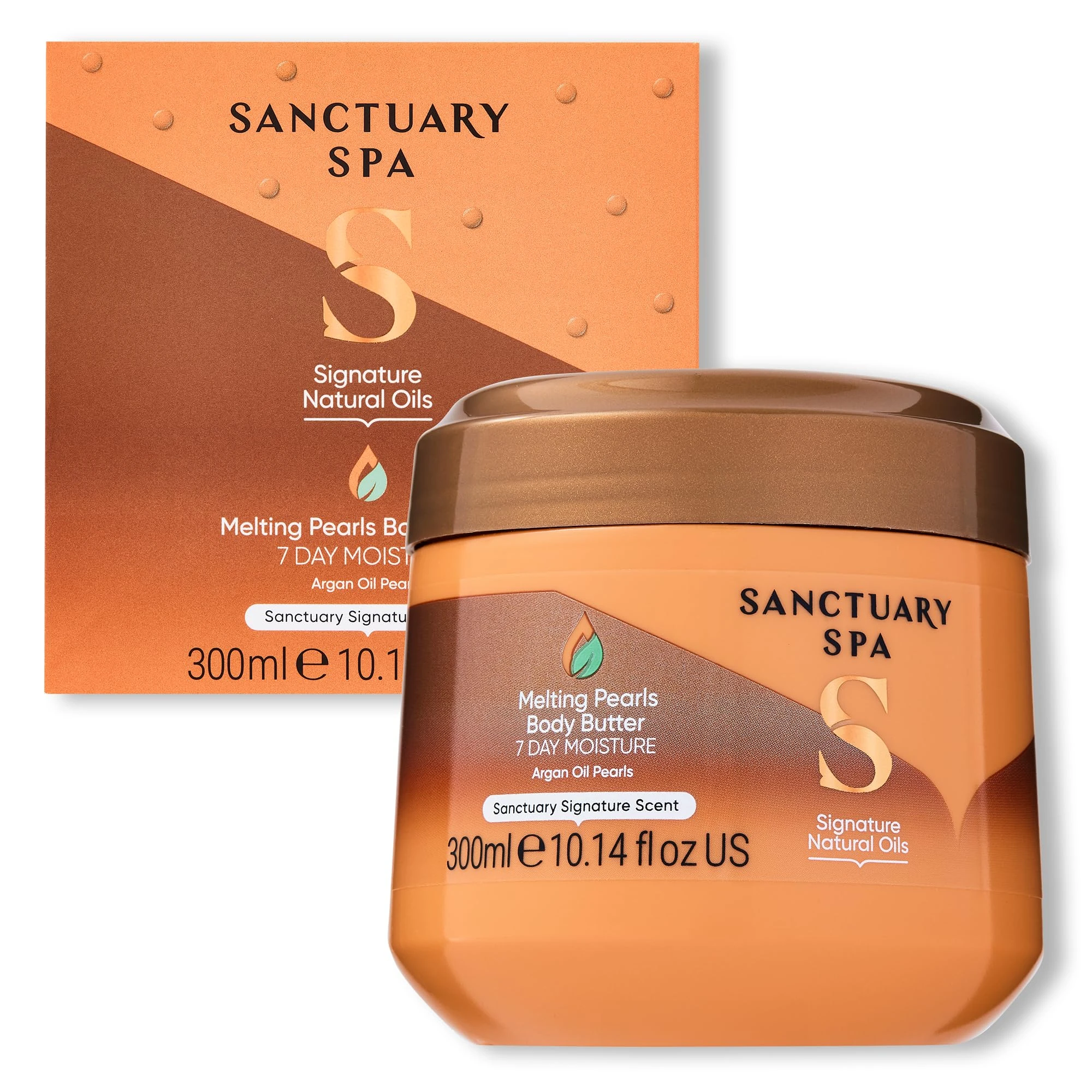 Sanctuary Spa Melting Pearl Body Butter with Shea Butter & Argan Oil, No Mineral Oil, Cruelty Free & Vegan Body Moisturiser for Women, 300g
