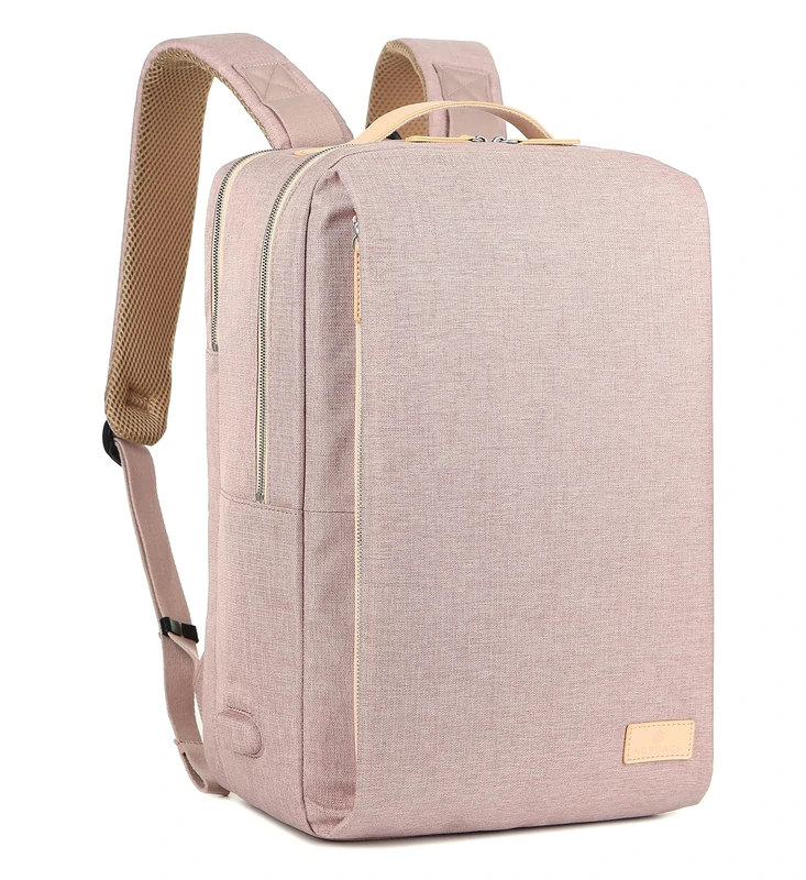 Nordace Siena - 15.6 Inch Laptop Backpack for Men & Women with USB Charging Port, Waterproof - Daily, Travel, or Work, Pink, 19L, Travel Backpacks