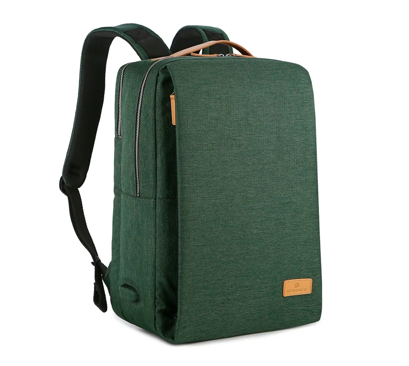 Nordace Siena - 15.6 Inch Laptop Backpack for Men & Women with USB Charging Port, Waterproof - Daily, Travel, or Work, Dark Green, 19L, Travel Backpacks