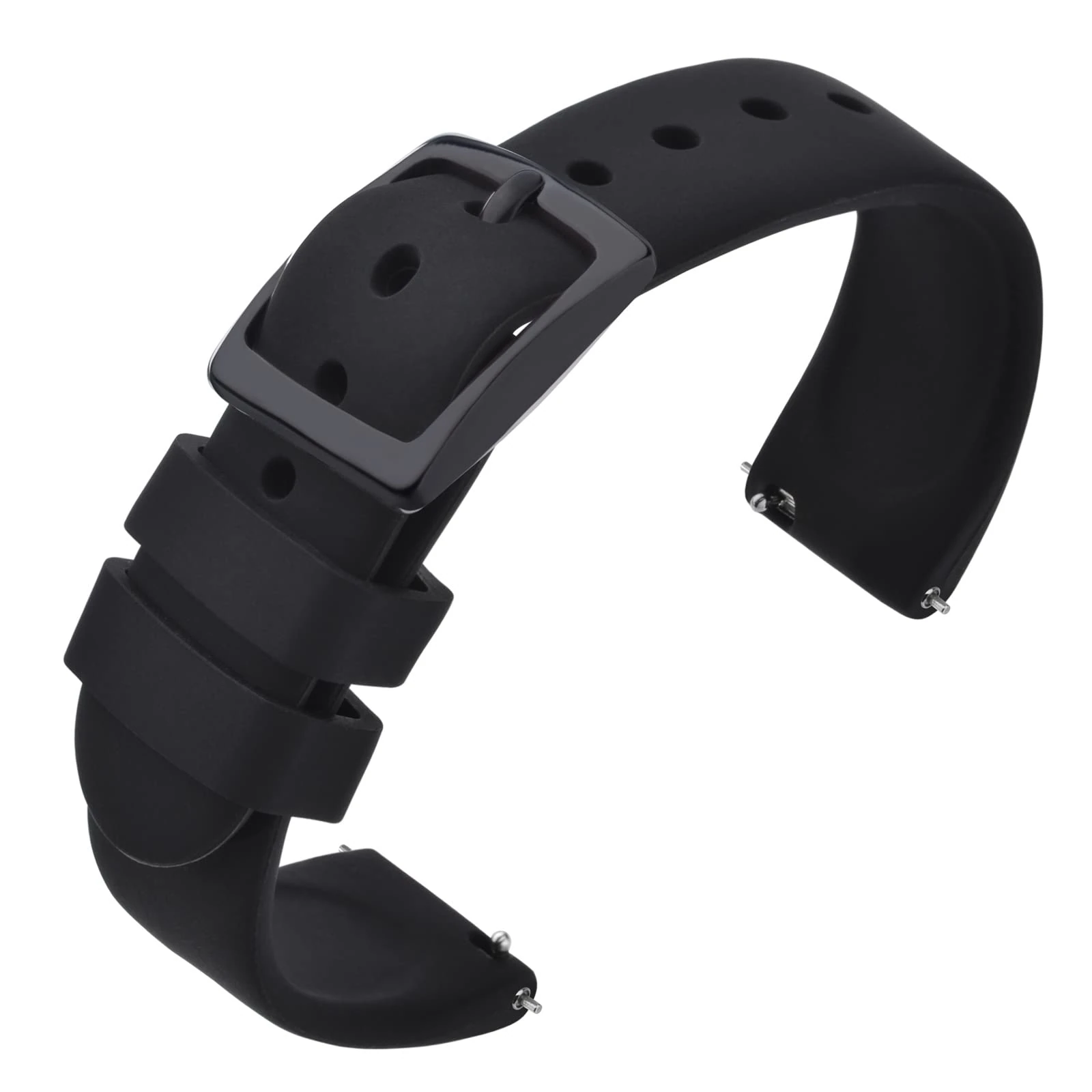 ANNEFIT Silicone Watch Straps, Quick Release Rubber Sport Band 22mm with Classic Black Clasp (Black)
