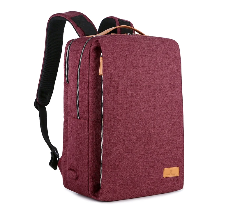 Nordace Siena - 15.6 Inch Laptop Backpack for Men & Women with USB Charging Port, Waterproof - Daily, Travel, or Work, Red, 19L, Travel Backpacks