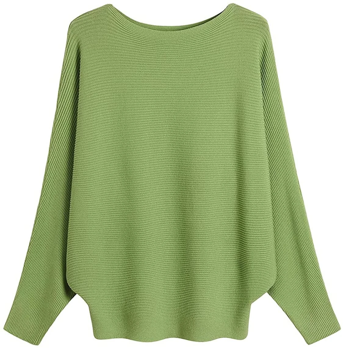 GXIN Batwing Sleeve Jumpers for Women Boat Neck Off Shoulder Dolman Knitted Sweaters Ladies Pullovers Tops (UK, Alpha, One Size, Regular, Regular, Standard, Applegreen)
