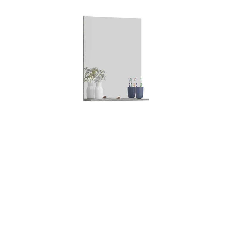 homes&jones Soul Bathroom Mirror Wall Mirror 60 x 79 x 18 cm Wood Material Smoky Silver with Shelf - Image 1