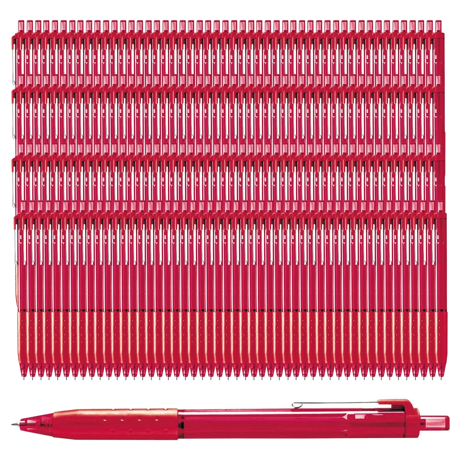 Glamza Ballpoint Pens 0.7mm Red Ink Retractable Writing Pens Multipack Bulk x200 (Model IJ300)