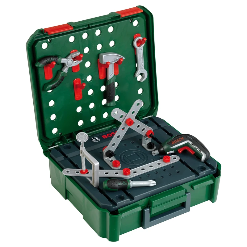 Theo Klein 8396 Bosch Work Bench Case + IXOLINO II I For construction games I Incl. tool and accessories I Toy for children from 3 years